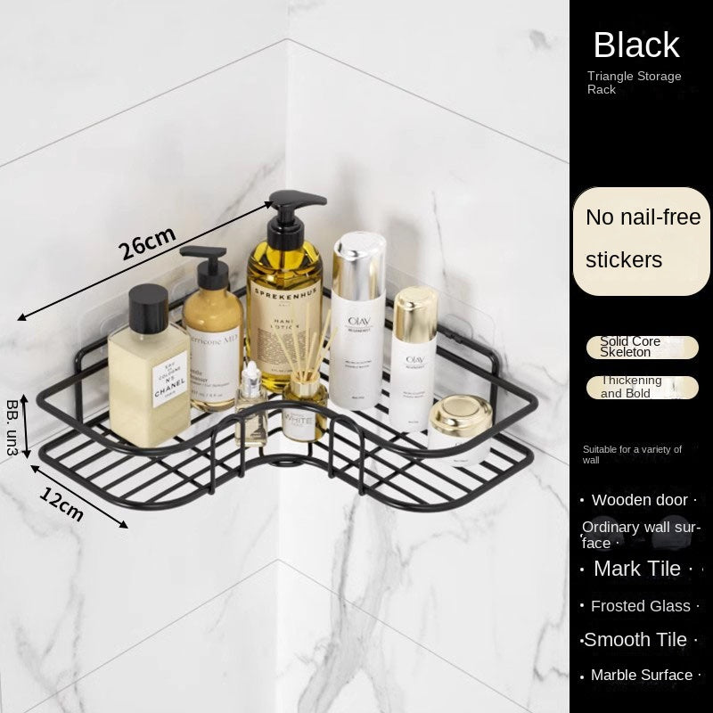 Bathroom Storage Rack Toilet Washroom Wall-Mounted Hole-Free Multi-Functional Iron Mesh Long Strip Organizer - Korvel