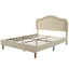 Full Size Velvet Upholstered Smart LED Bed Frame with Adjustable Height Headboard,No Box Spring Needed,Easy Assembly,Beige - Korvel