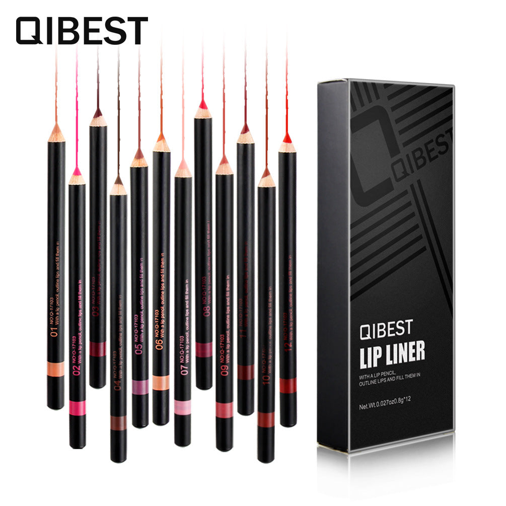 Conjunto de Lápices Labiales Impermeables QIBEST - 12 Colores