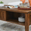 Medieval modern flute coffee table with storage sliding door and solid wood legs, vintage farmhouse wood central table - Korvel