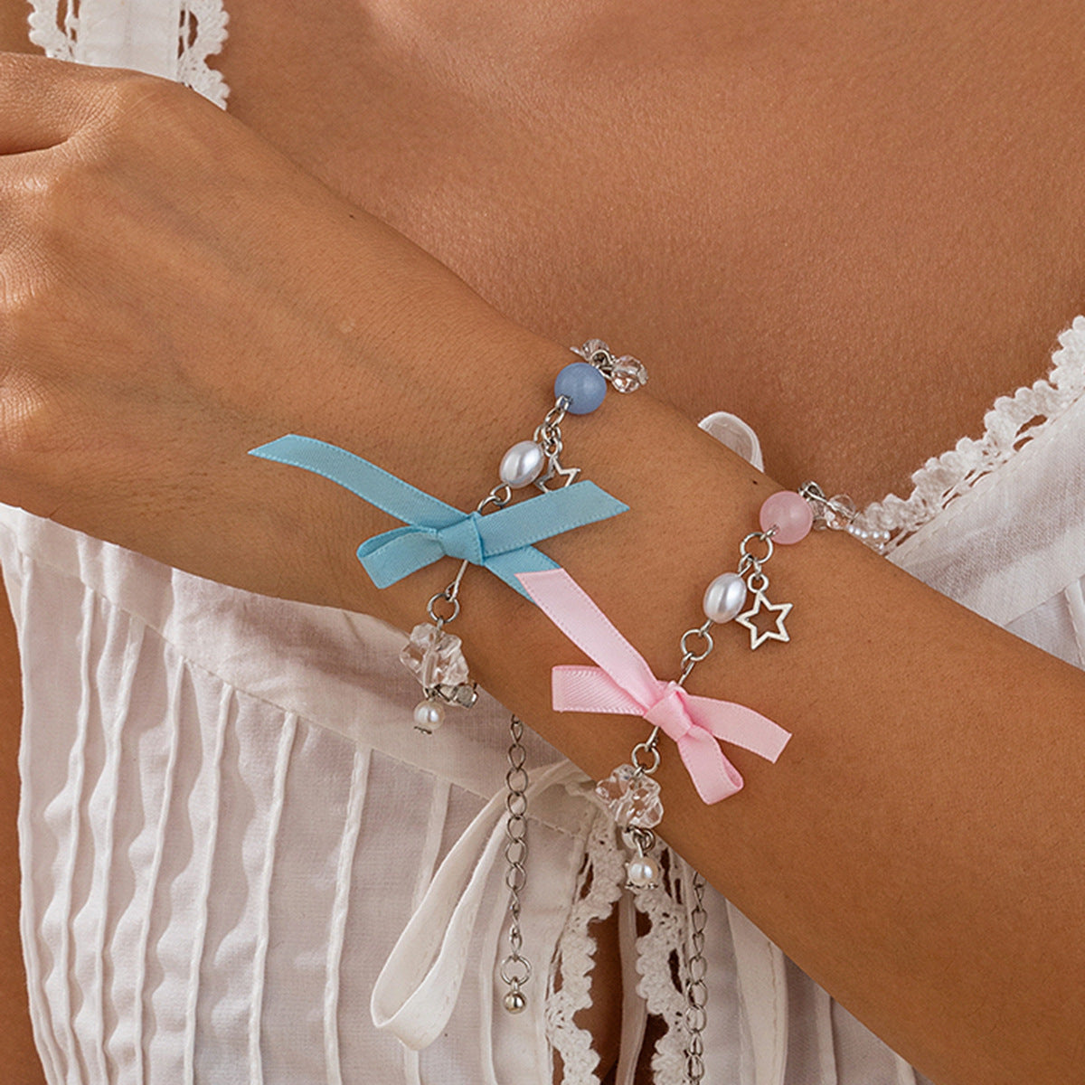 Small Fresh Butterfly Combined with Gold Bracelet Set, Rural Style Multi Element Pearl Bracelet - Korvel