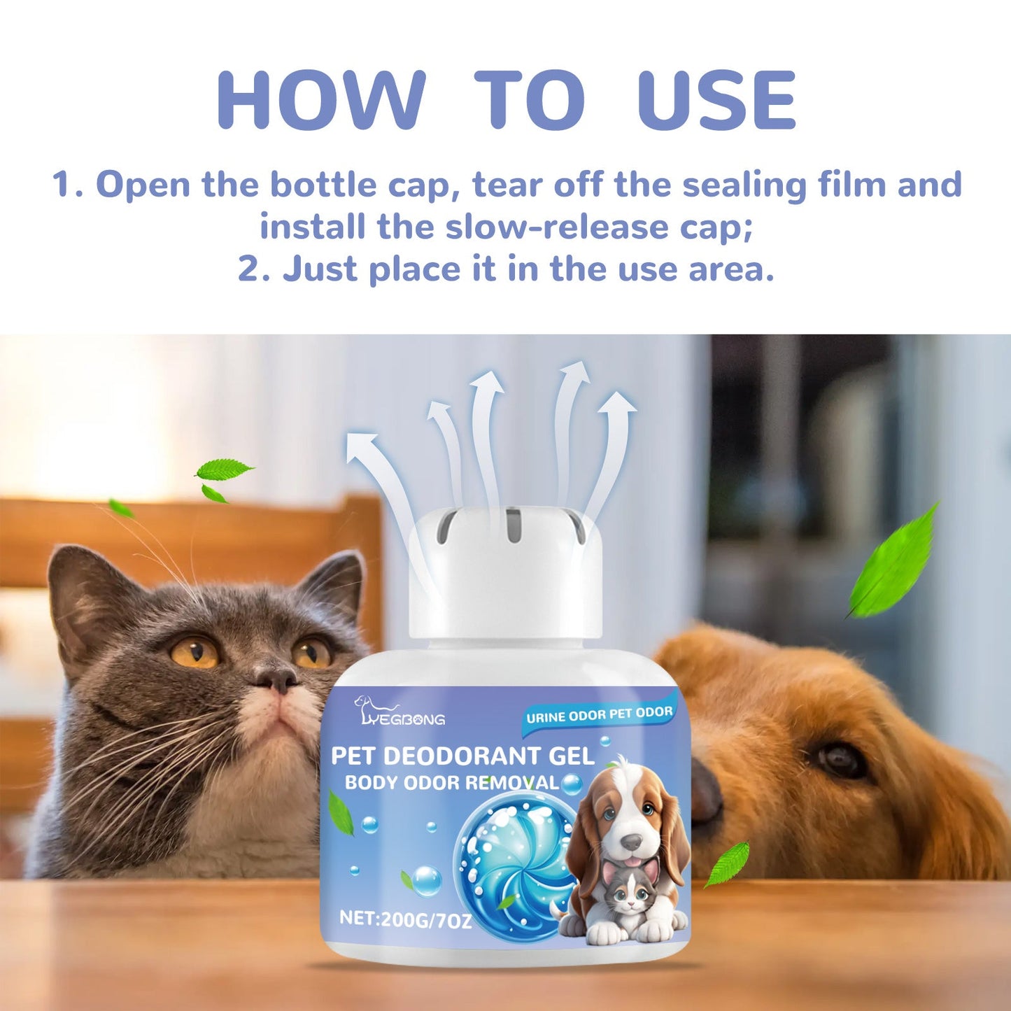 Pet Deodorant Gel, Cat And Dog Body Kennel Cattery Clean Odor Air Fresh Deodorizing Gel - Korvel