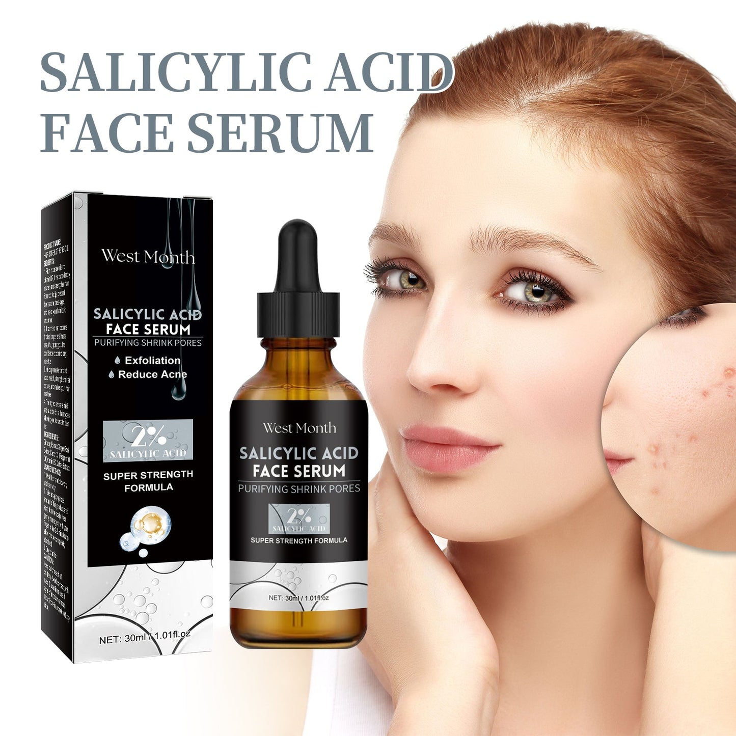 Salicylic Acid Facial Essence, Lighten Acne Mark Repair Hydrating Facial Care Essence - Korvel