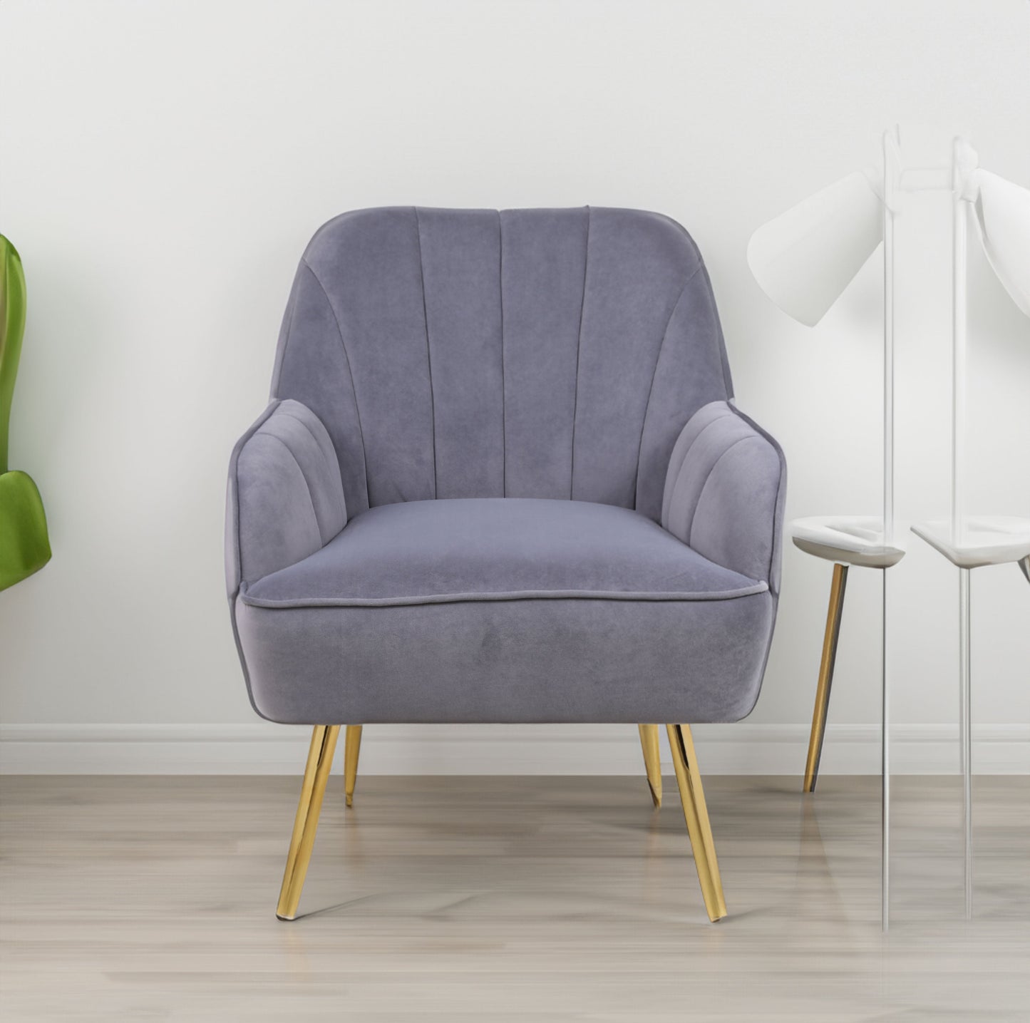 Fauteuil en velours sherpa moderne de style mid-century
