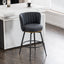 A set of 2 gray rotating bar stools - high backrest, adjustable, with elegant metal backrest decoration - Korvel