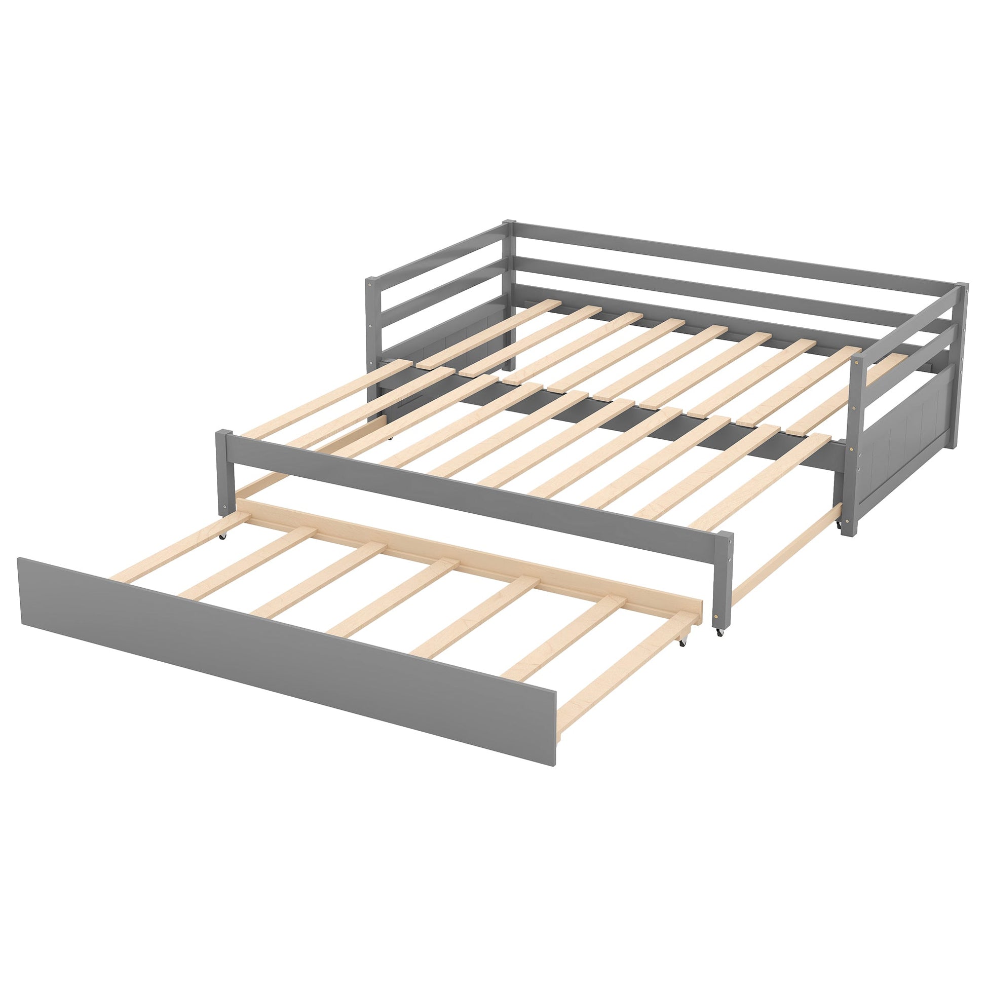 Twin or Double Twin Daybed with Trundle Gray - Korvel