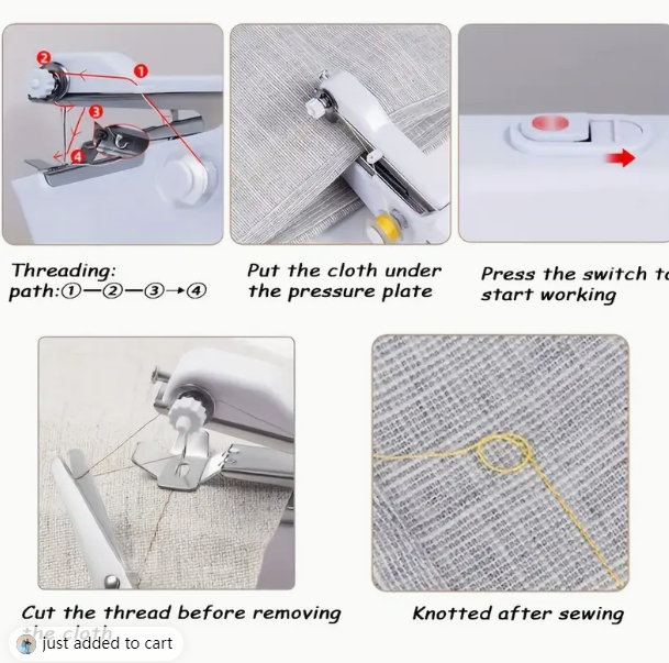 1pc Portable Handheld Sewing Machine - Quick Stitching Tool For Cloth, Clothing And Kids Clothes - 2 Coils Included (Battery Not - Korvel