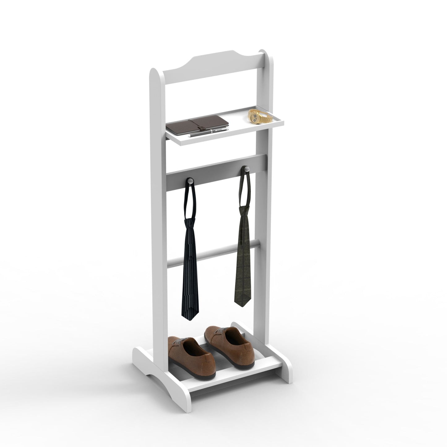 Accent Portable Garment Rack with Storage Organizer - White Finish