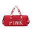 New fitness bag, shoe compartment, dry wet separation bag, sports travel bag, shiny pink letter single shoulder crossbody bag - Korvel