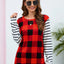 Plaid Striped Round Neck Long Sleeve T-Shirt - Korvel