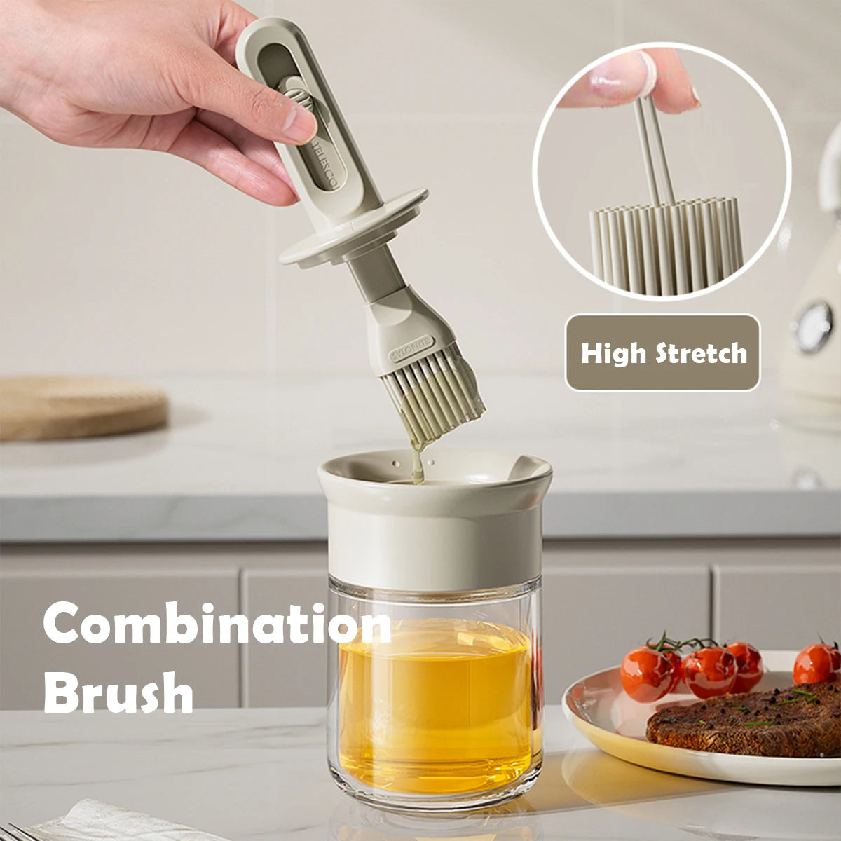 Telescopic Oil Brush Integrated Bottle Adjustable Length High Temperature Resistant Household Kitchen Barbecue Baking Tool - Korvel