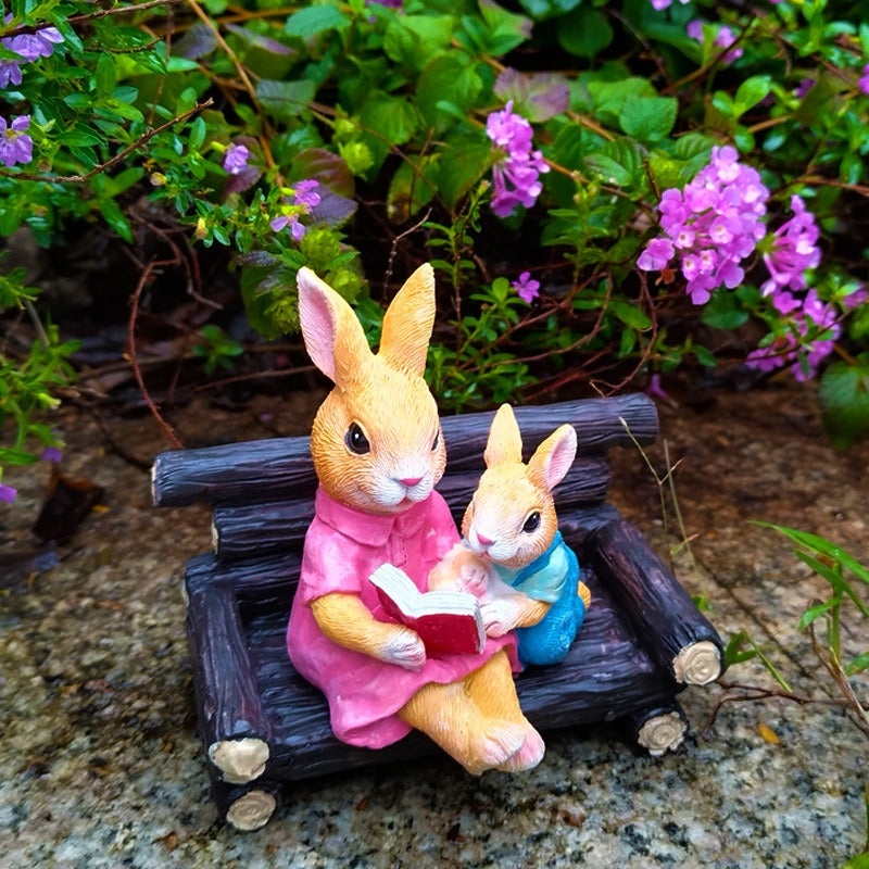 Simulated rabbit reading animal ornament - Korvel