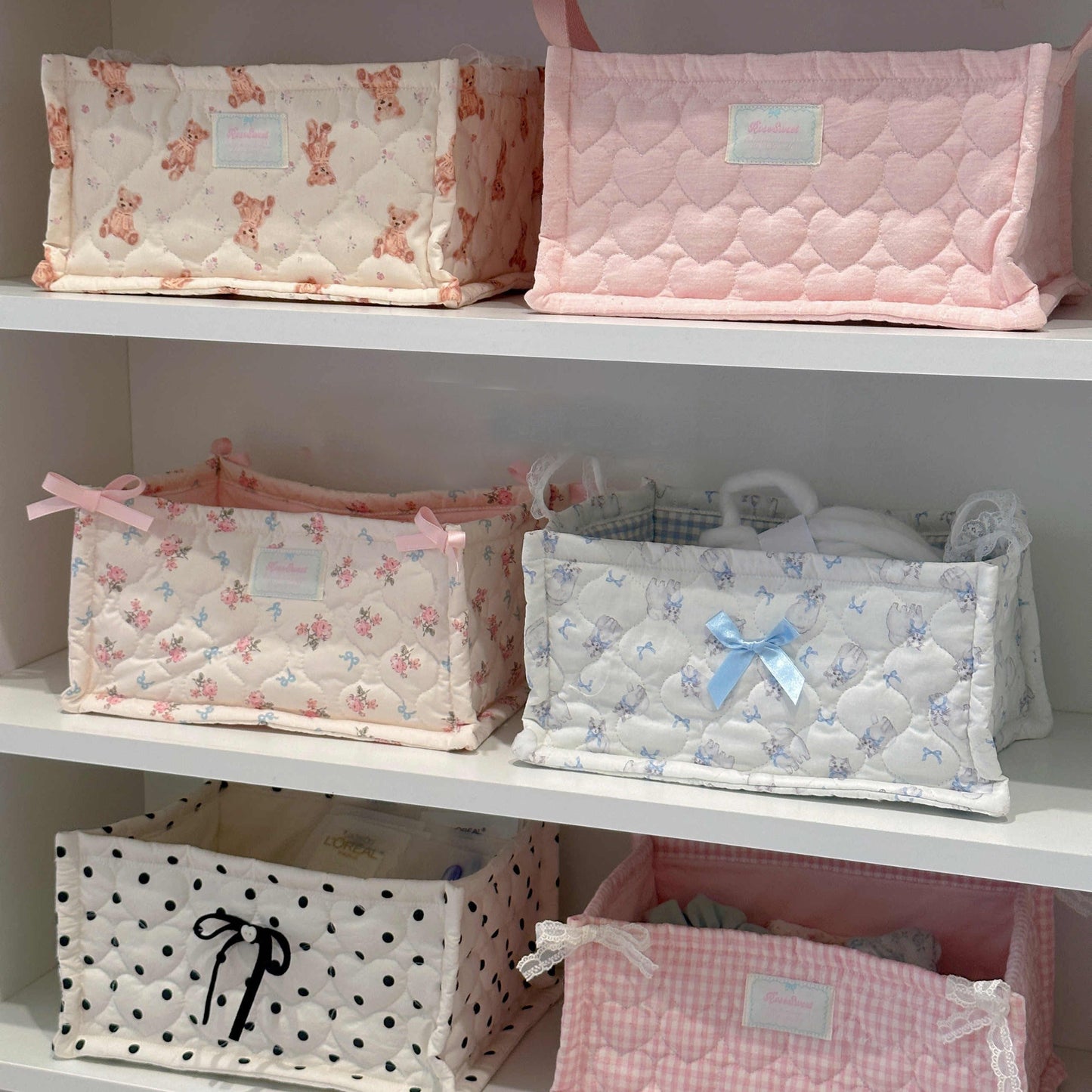 Quilted Ins Storage Basket Desktop Goods Storage Cute Ornaments - Korvel