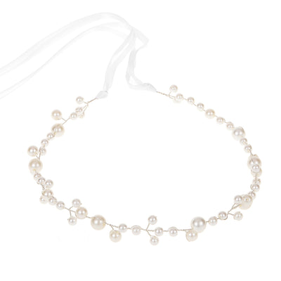 Bride Wedding Hair Accessories Simple Pearl Soft Chain Headband - Korvel