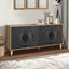 Black Carved Symmetrical Design Door And Wood Coloured Frame For TV Stand Table,Living Room ,Entryway - Korvel