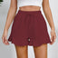 Women's cotton and linen shorts with ruffled edges and drawstring casual pants for women - Korvel