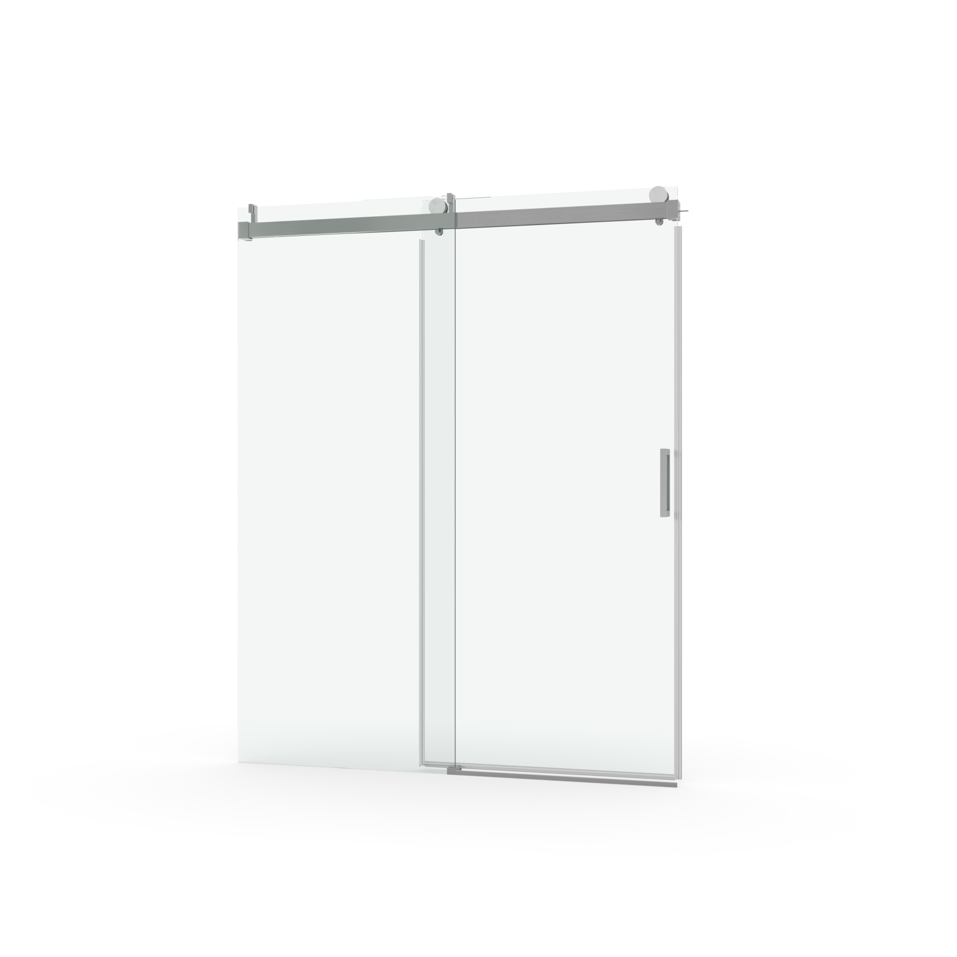 68 to 72 inches wide x 76 inches high frameless soft closing shower door 3/8 inches (10mm) thick brushed nickel solid glass 22D0 - Korvel