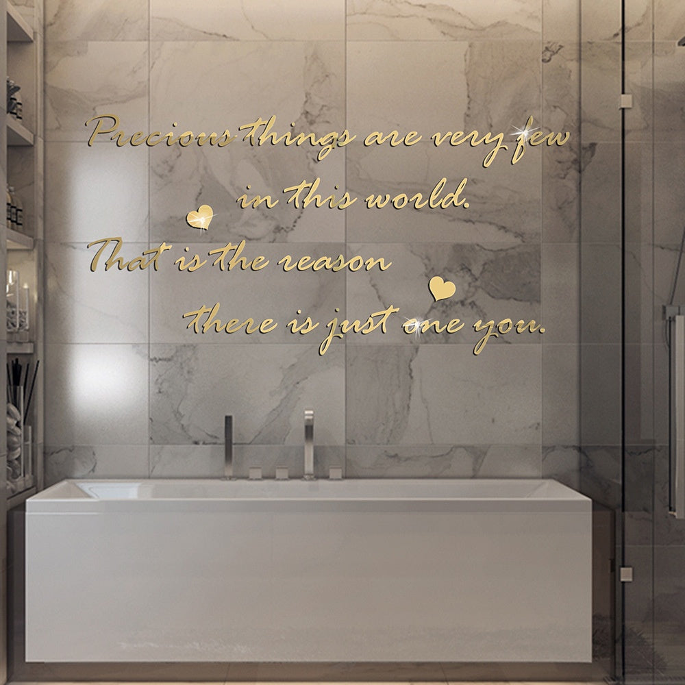 Elegant Acrylic Mirror Surface Wall Sticker - Literary Design