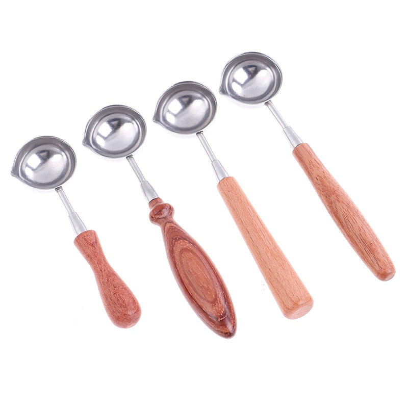 Cuchara de Sellado de Cera con Mango de Madera Retro para Manualidades