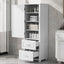 Tall bathroom storage cabinet with two drawers and adjustable shelves for independent storage - Korvel