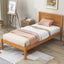 Elegant Twin Platform Bed Frame with Headboard - Oak Finish