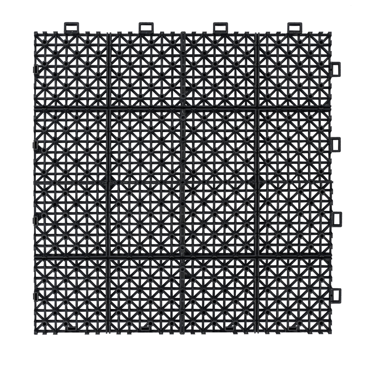 12 x 12 inch black interlocking deck tiles, plastic waterproof, weighing up to 6613 pounds, with a rose pattern pack of 12 - Korvel