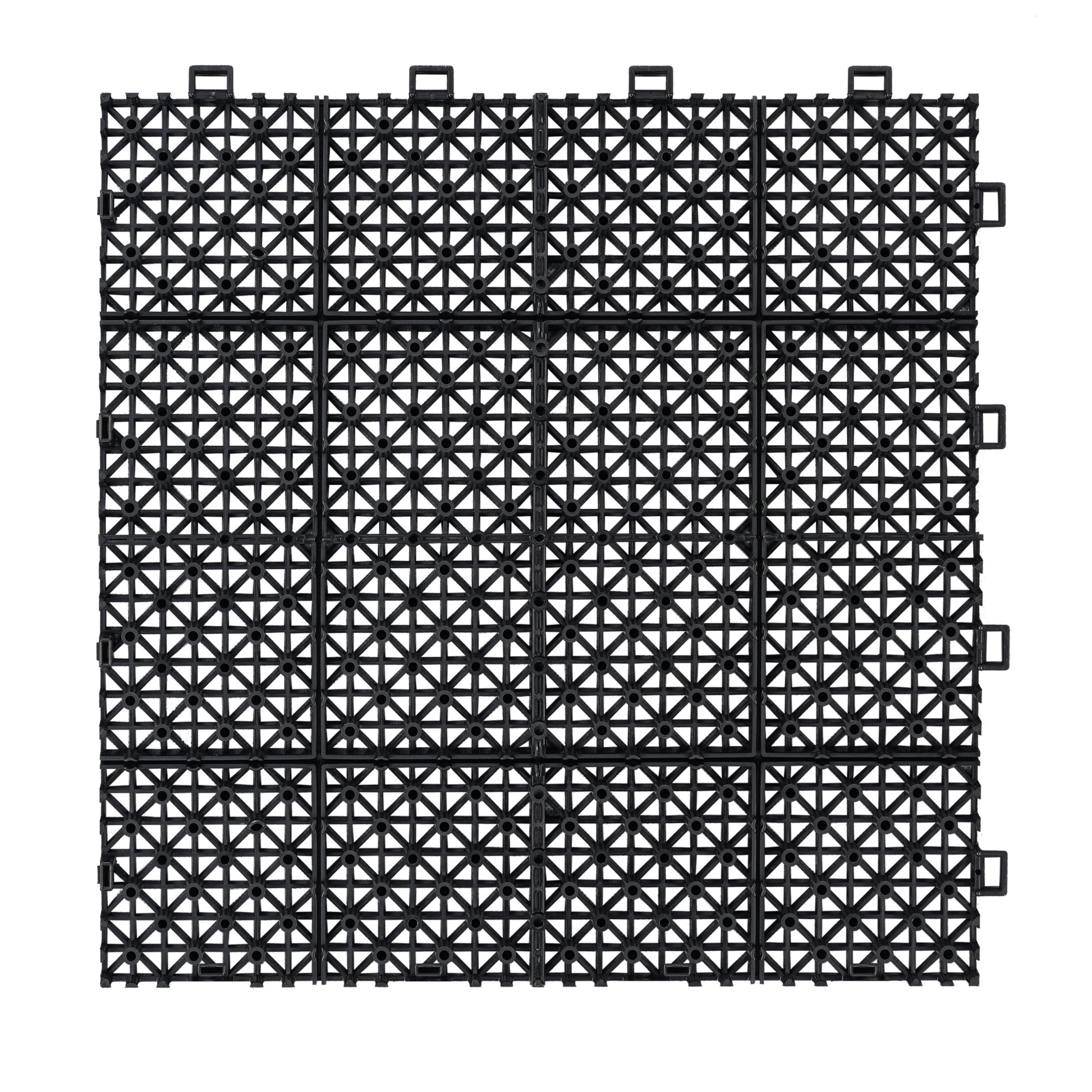 12 x 12 inch black interlocking deck tiles, plastic waterproof, weighing up to 6613 pounds, with a rose pattern pack of 12 - Korvel