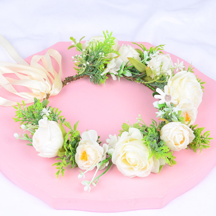 Hawaiian Wreath Bridal Fairy Simulation Starry Sky Flower Headwear Children's Photography Hair Accessories Hair Hoops - Korvel