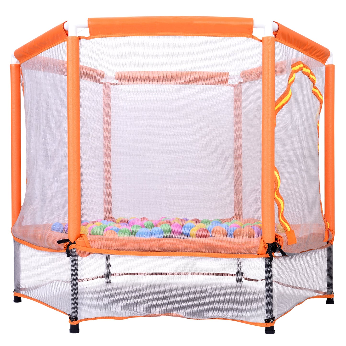 55'' Toddlers Trampoline with Safety Enclosure Net and Balls, Indoor Outdoor Mini Trampoline for Kids - Korvel