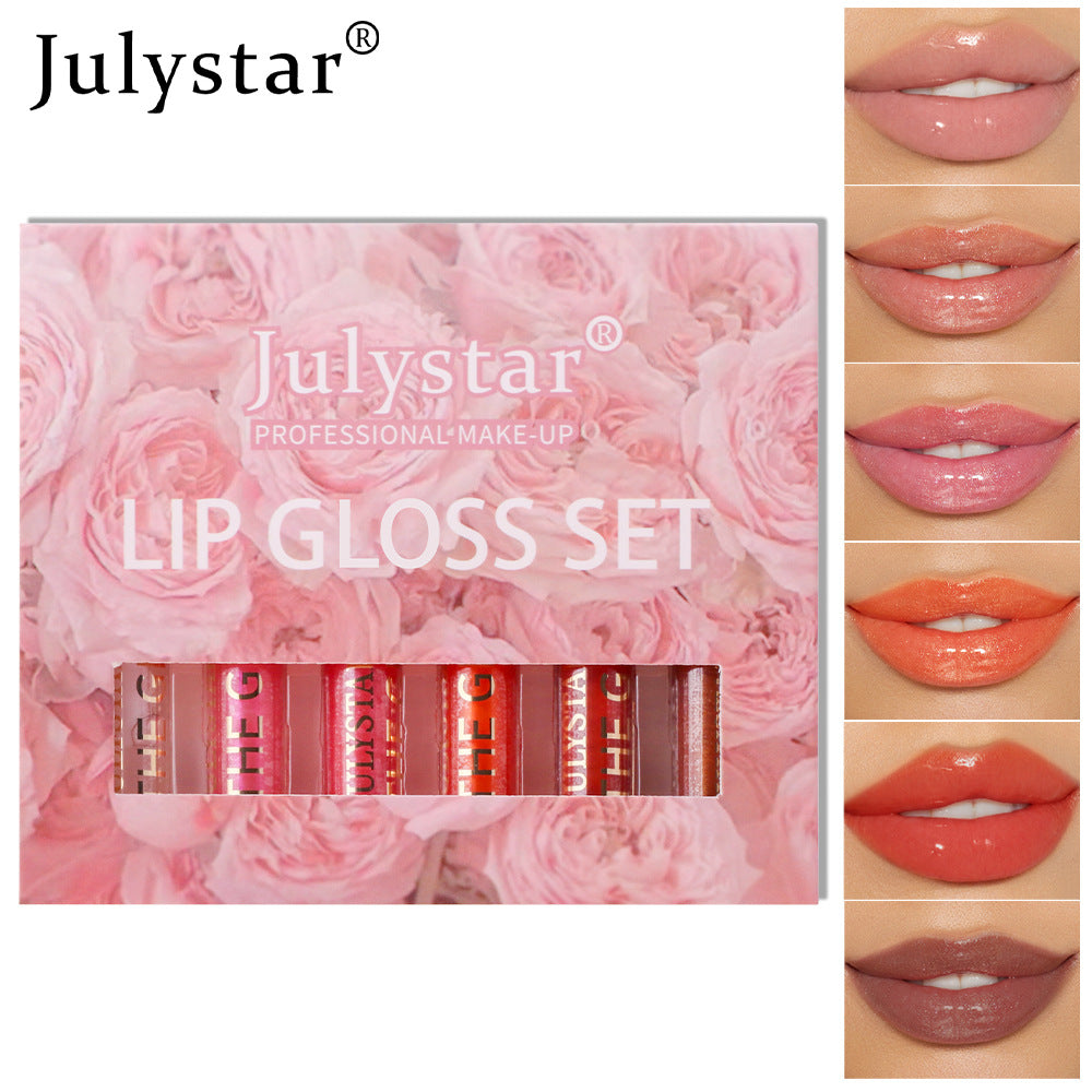 Six Pack Multi-Color Moisturizing Watery Glass Lip Gloss Pearl Watery Lip Glaze Non-Stick Mirror Lip Gloss - Korvel