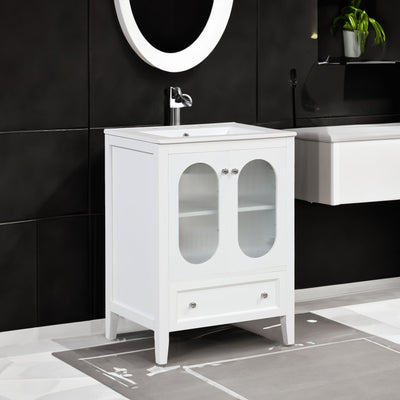 Meuble de salle de bain blanc de 24" avec lavabo et rangement