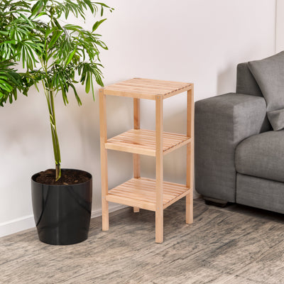 3-Tier Birch Bathroom Shelf, Narrow Shelving Unit, Multifunctional Storage Rack, Corner Rack, for Kitchen, Living Room - Korvel
