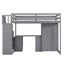 Cama loft tamaño twin con armario y almacenamiento en gris