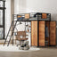 Twin Size Loft bed with L-shape Desk and Wardrobe, Black - Korvel