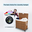 Laundry Hamper With Lid PE Rattan Powder Coating Frame Clothes Hampers with 02 Removable Bags, Wheels, 160L, Brown Color - Korvel