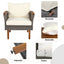 9-piece Patio rattan furniture set with Acacia wooden legs and tabletop sofa set, coffee table washable cushion beige - Korvel
