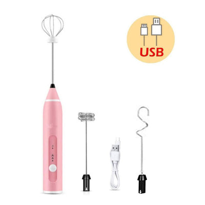 3-Piece Electric Milk Frother And Whisk Set - Korvel