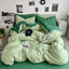 Washed Cotton Solid Color Double Spliced Four-Piece Bedding Set - Sheet, Quilt Cover, Pillowcases for Employee and Dormitory Use - Korvel