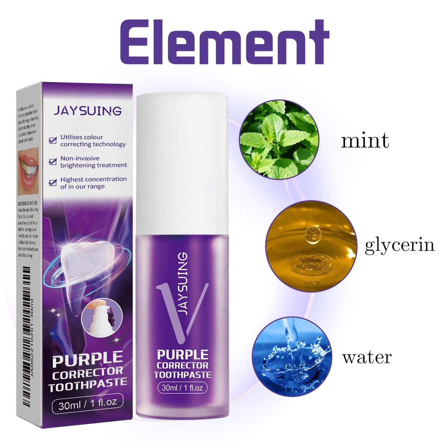 Purple Brightening White Toothpaste, Cleaning Stains Fresh Breath Brightening And Whitening Teeth Toothpaste - Korvel