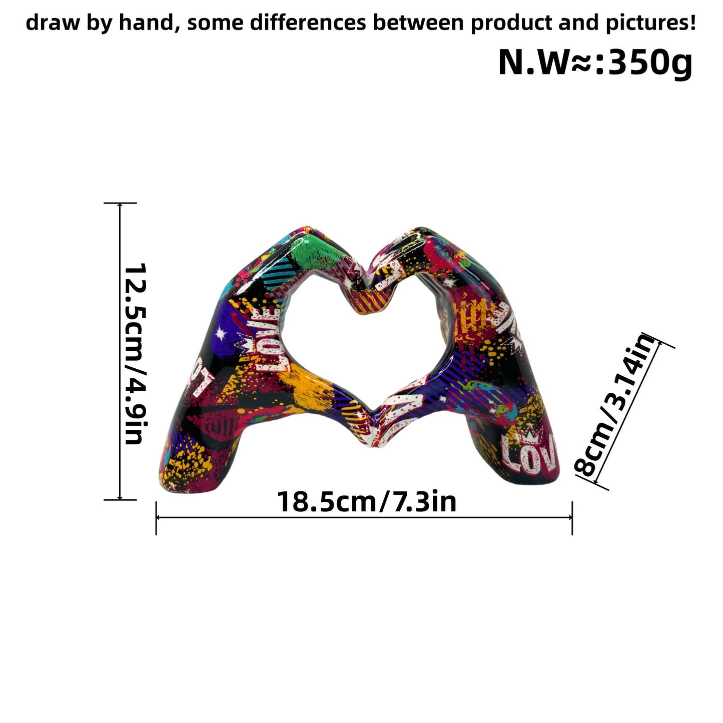 Internet celebrity graffiti, love gesture ornaments, home living rooms, offices, desktop exhibition halls, resin handicrafts, decorative products - Korvel