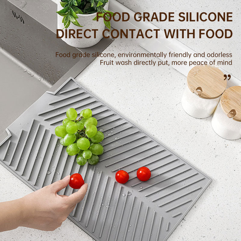 Dishes drain pad insulation pad can be cut kitchen wash countertop drain dishes sink stove water control silicone mat - Korvel