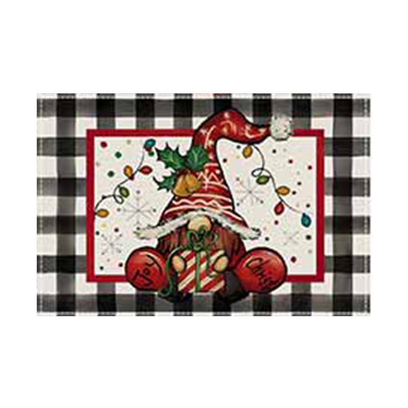 Christmas Snowman Linen Meal Mat Snowflake Grid Printed Table Mat Christmas Party Decoration Insulation Mat Holiday Decoration - Korvel