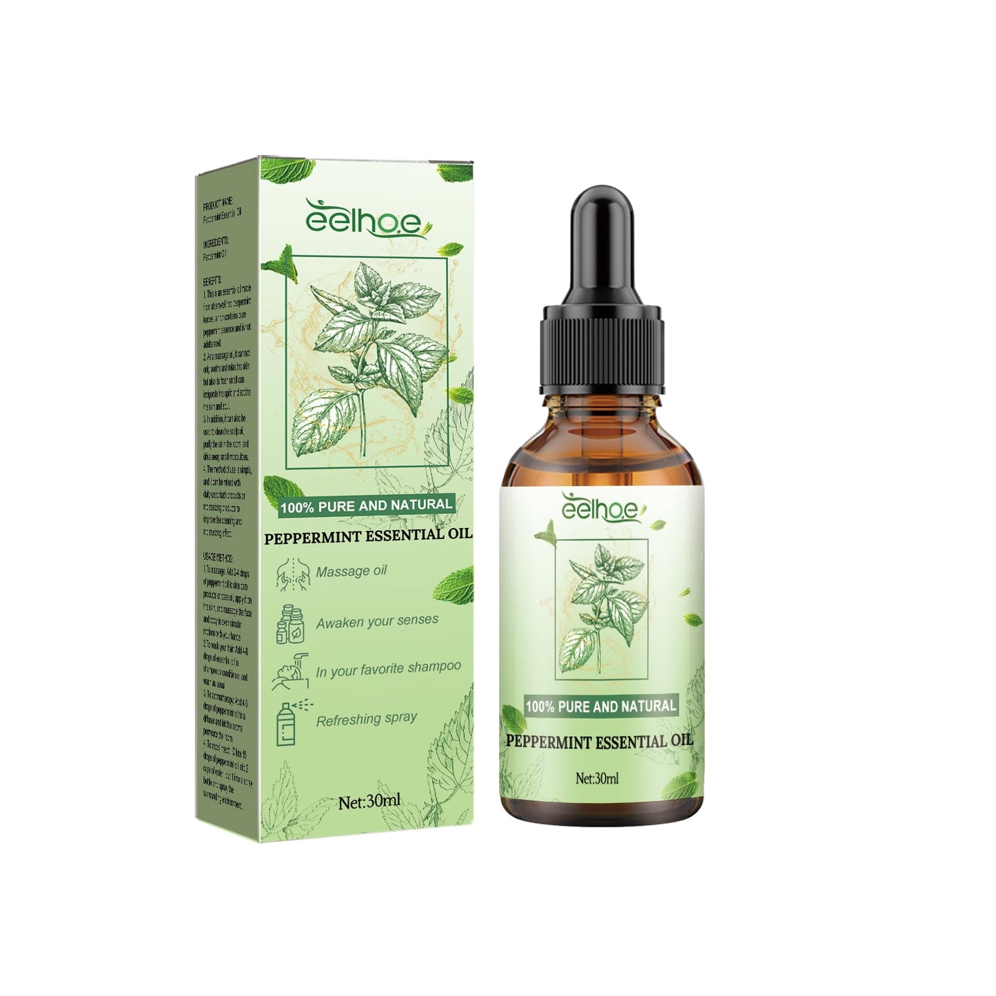 Aceite de Masaje Corporal Calmante con Esencia de Menta