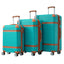 Hardshell Luggage Sets 3 Piece double spinner 8 wheels Suitcase with TSA Lock Lightweight 20''24''28'' Green + ABS - Korvel