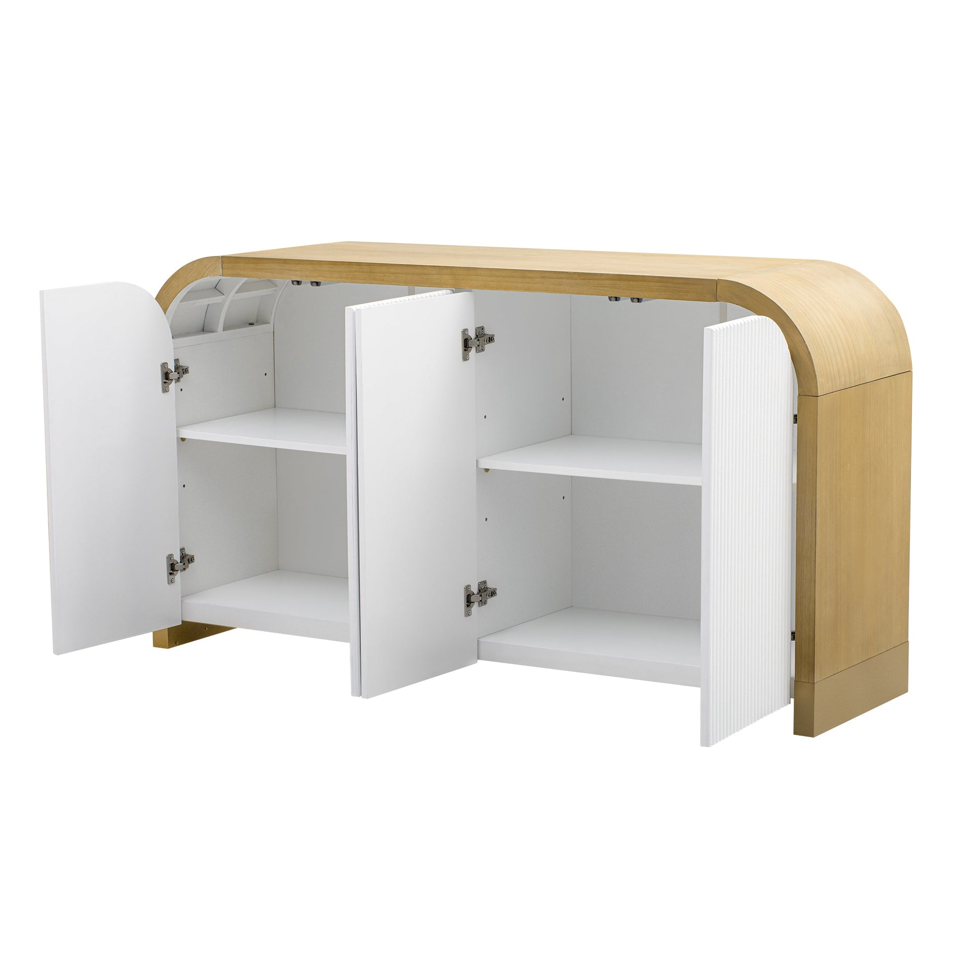 U-STYLE four door curved corner design wavy door panel cabinet with adjustable shelves - Korvel