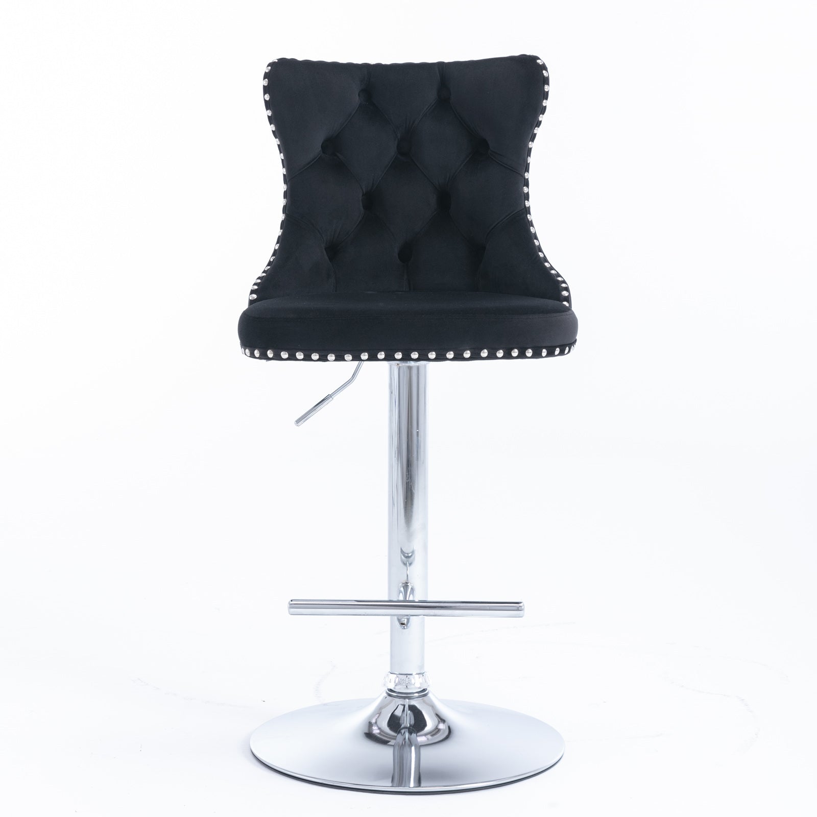 25-33 Inch, Modern Upholstered Chrome base Bar Stools with Back Comfortable Tufted for Home Pub and Kitchen Island（Black,Set of - Korvel