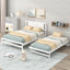 Lit plateforme de taille complète avec trundle ajustable - Blanc