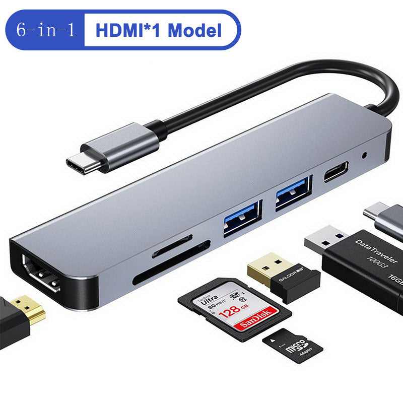 USB C Six-in-One Expansion Dock for Enhanced Connectivity