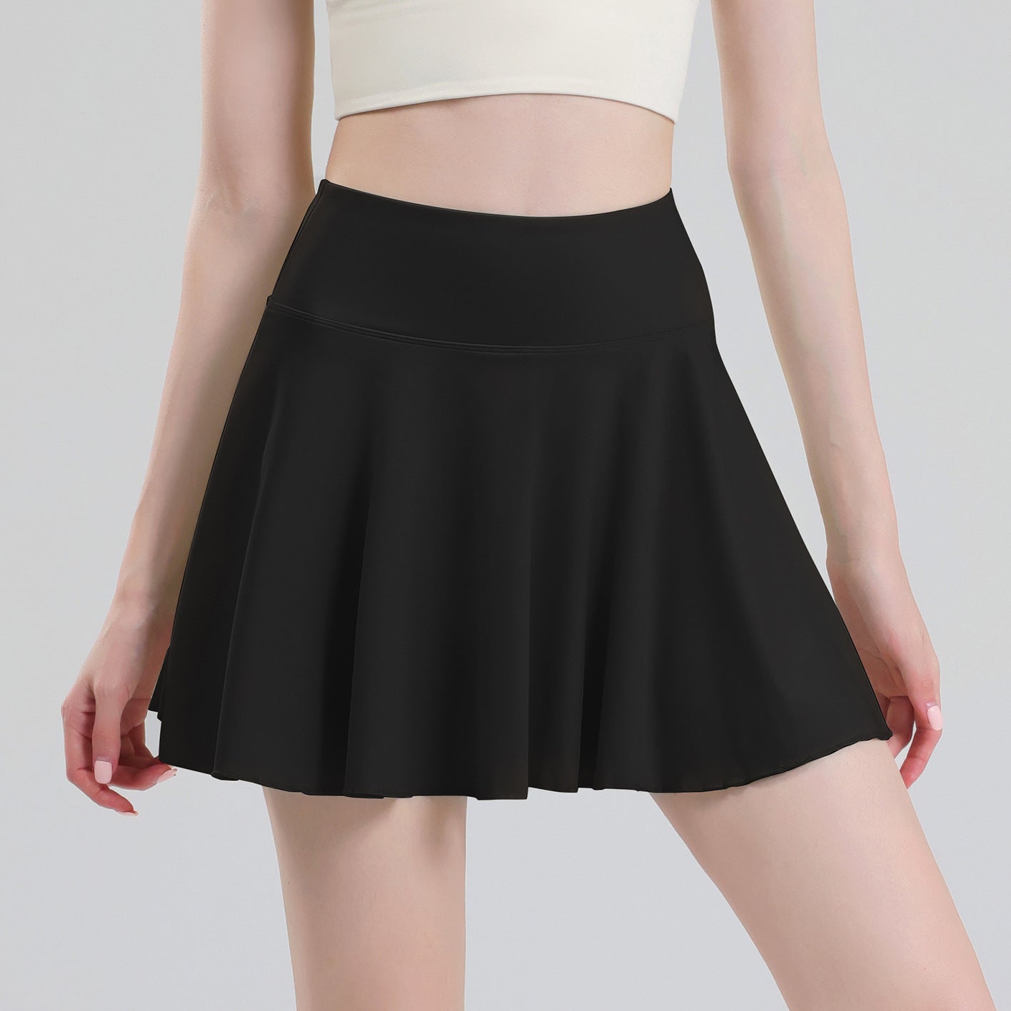 Tennis skirt women's yoga white badminton pleated skirt quick drying anti glare half skirt - Korvel