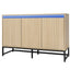 Engraved 3-door side panel with LED, self-service cabinet storage cabinet, modern coffee bar cabinet with adjustable shelf - Korvel